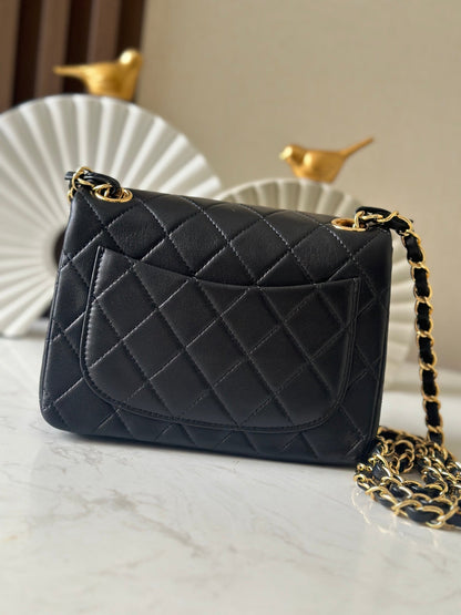 CC Mini Classic Handbag Black Lambskin GHW