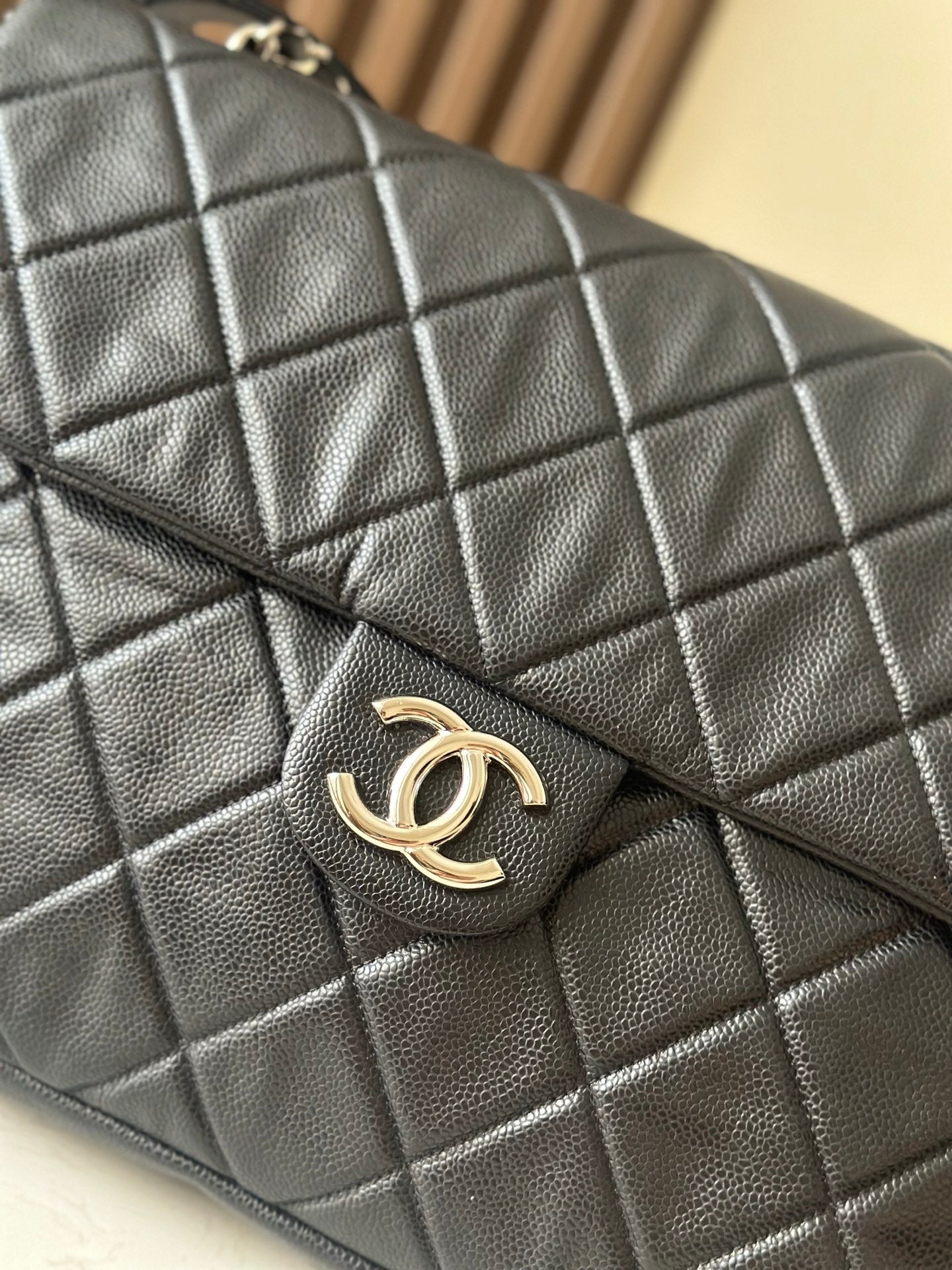 CC Messenger Weekender Flap Tote Bag Black Caviar SHW