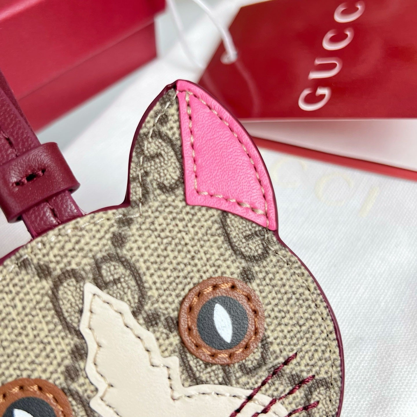 Gucci Etoupe Red Cat Bag Charm