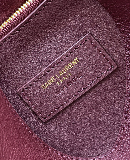 LE 5 _ 7 LARGE SUPPLE 31 IN WINE RED GRAINED CALFSKIN