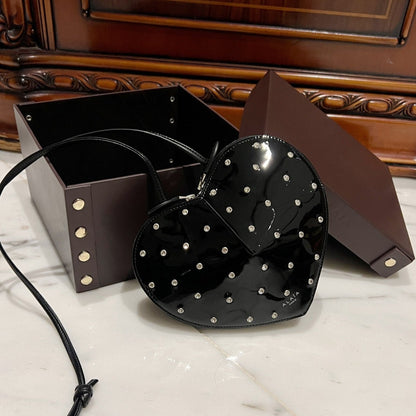 LE COEUR BAG 21 IN BLACK PATENT CALFSKIN ATTACHED STRASS