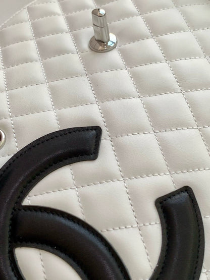 CC 2025 Cambon Bag White Black Lambskin 308109