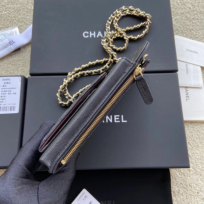 Chanel 2026 Phone Holder Crossbody Bag Black Caviar Leather