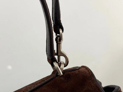 Balenciaga Mini Bag 22 Coffee Brown Suede Sliver Hardware